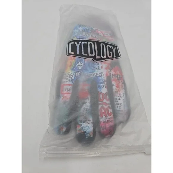 NWT Cycology Cycling Rock N Roll Winter Cycling Gloves DC/AC Rage Against Skull - Picture 3 of 10